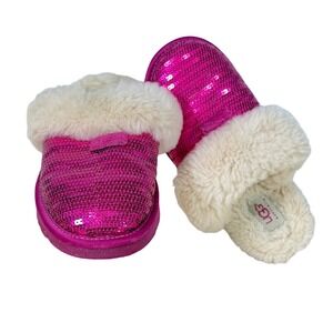 UGG Australia Sequin Slides Slippers‎ US 2 Pink Sparkly Faux Fur